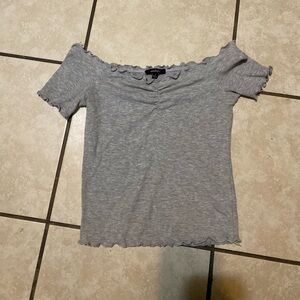 Gray Off-Shoulder Crop Top